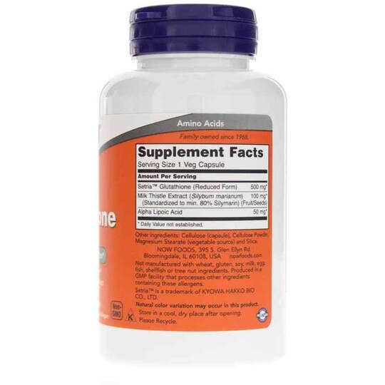 Glutathione 500 Mg, 60 Veg Capsules, NOW