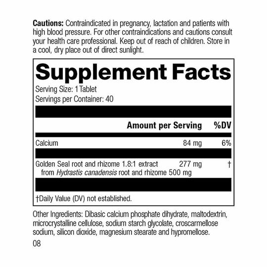 Golden Seal 500 Mg, 40 Tablets, SP