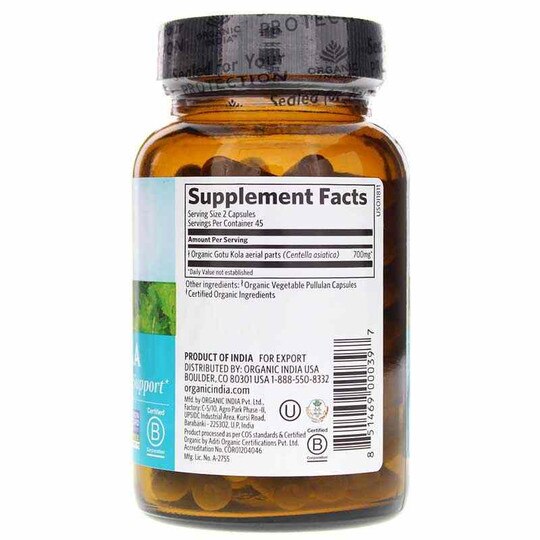 Gotu Kola Certified Organic, 90 Veg Capsules, OGI