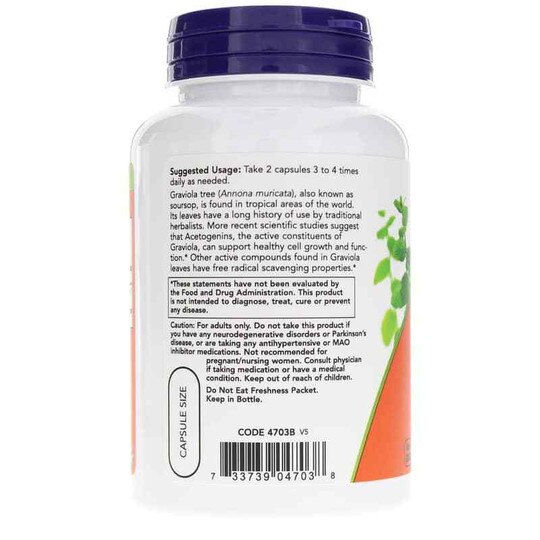 Graviola 500 Mg, 100 Veg Capsules, NOW