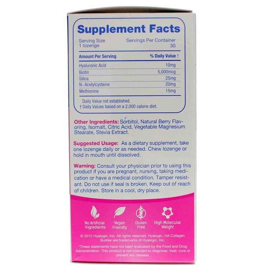 HA Collagen Builder Lozenge for Hair Skin & Nails, 30 C, HYG