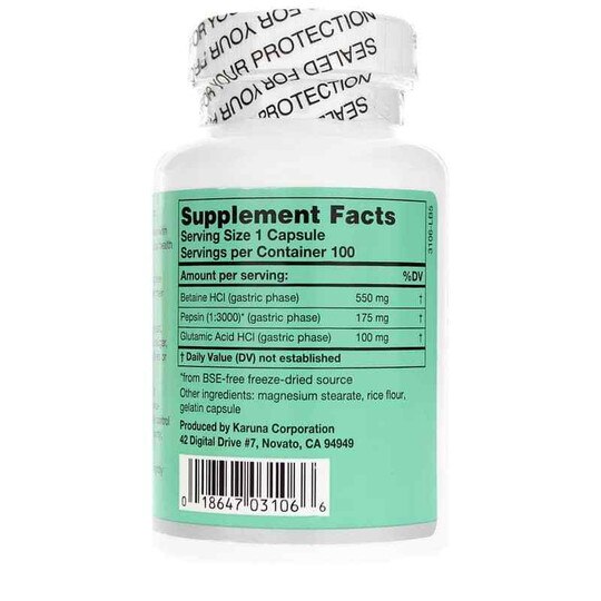 HCl-Pepsin, 100 Capsules, KRU