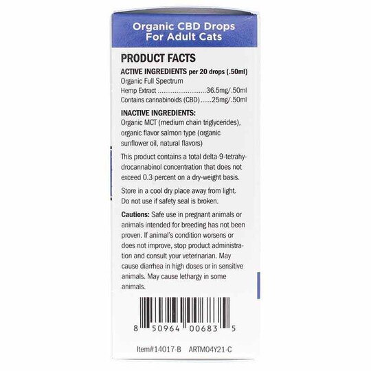 HEMP Cat Organic CBD Drops 25 Mg, .5 Oz, VTP
