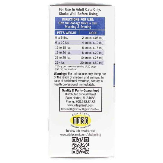 HEMP Cat Organic CBD Drops 25 Mg, .5 Oz, VTP
