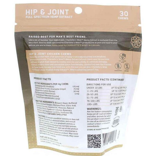 Hemp Extract Infused Chews Hip & Joint for Adult Dogs, 30 Chews, CW