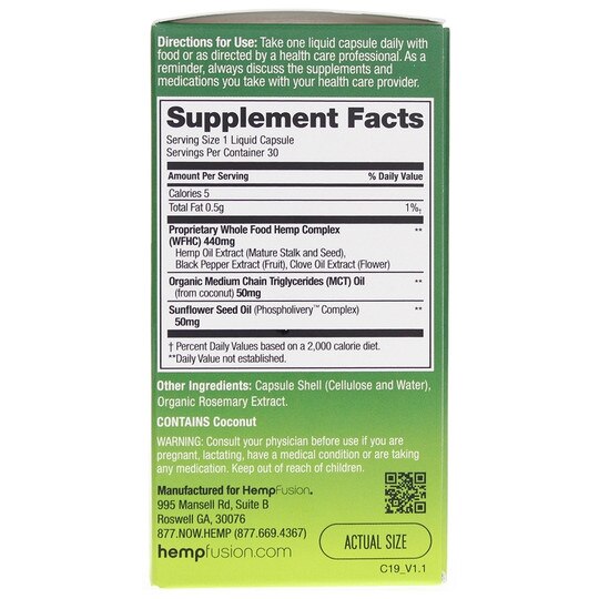 Hempfusion Mind & Body Balance 20 Mg, 30 Liquid Capsules, HempFusion