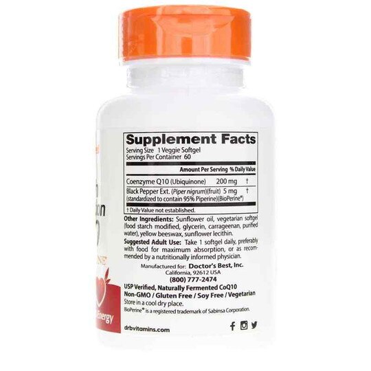 High Absorption CoQ10 200 Mg, 60 Veg Softgels, DRB