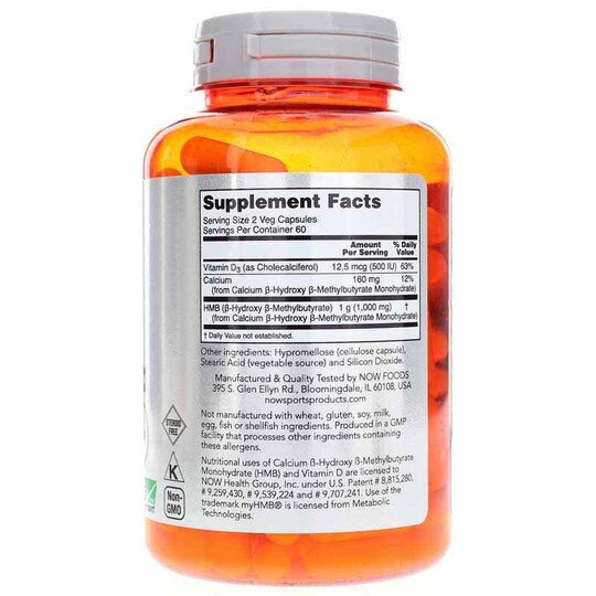 HMB 500 Mg Sports Recovery, 120 Veg Capsules, NOW