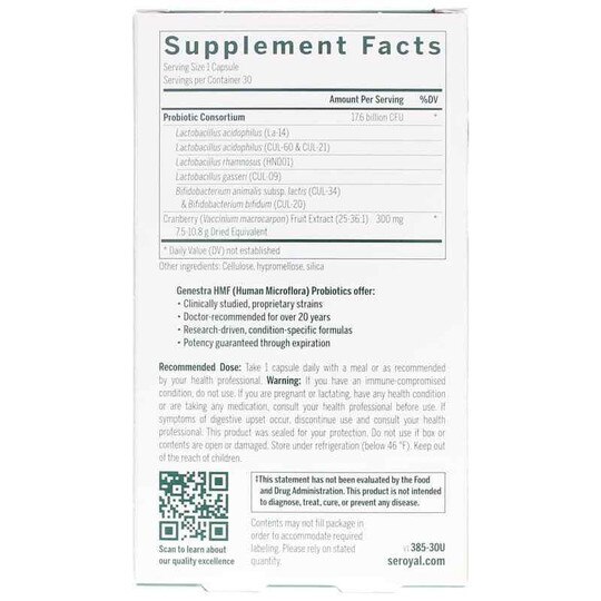 HMF Women's Daily Probiotic, 30 Veg Capsules, GEN