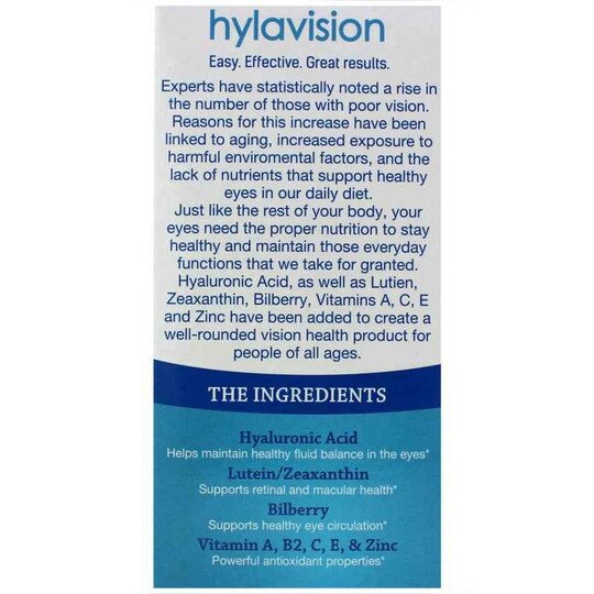 Hylavision Hyaluronic Acid for Eye Health, 120 Capsules, HYG
