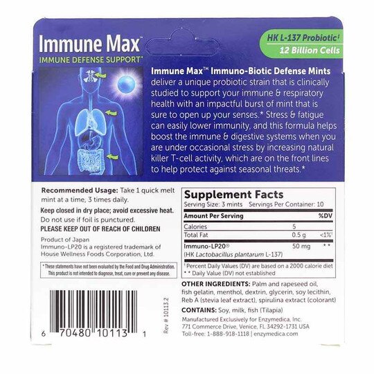 Immune Max ImmunoBiotic Mints, Enzymedica