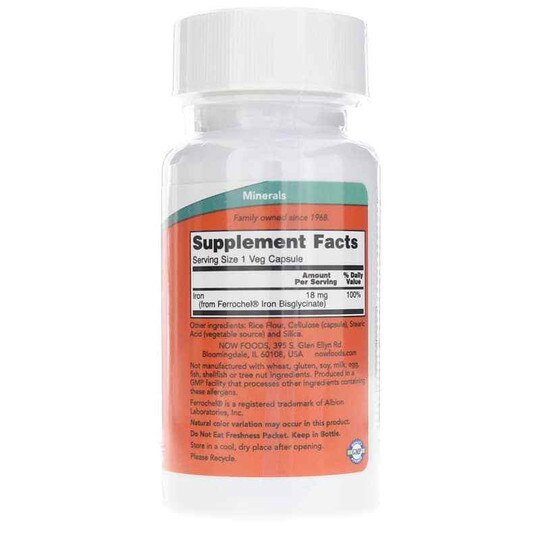 Iron 18 Mg, 120 Veg Capsules, NOW