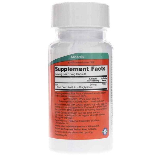 Iron 36 Mg Double Strength, 90 Veg Capsules, NOW