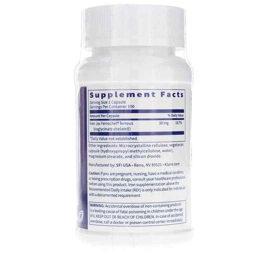 Iron Chelate 30 Mg, 100 Capsules, KL