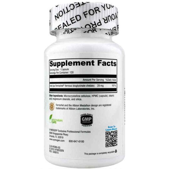 Iron Glycinate, 120 Veg Capsules, XYM