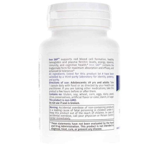 Iron SAP Iron Glycinate, 60 Capsules, NFH