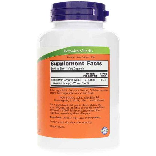 Kelp Caps 325 Mcg of Natural Iodine, 250 Veg Capsules, NOW
