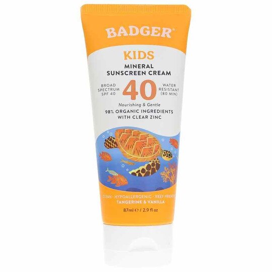 Kids Mineral Sunscreen Cream Clear Zinc SPF 40 Tangerine Vanilla, BA