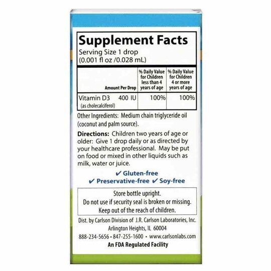 Kids Super Daily D3 400 IU Vitamin D Liquid, 365 Drops, CL