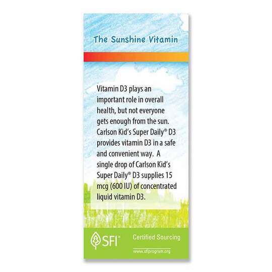 Kids Super Daily D3 600 IU Vitamin D Liquid, 365 Drops, CL