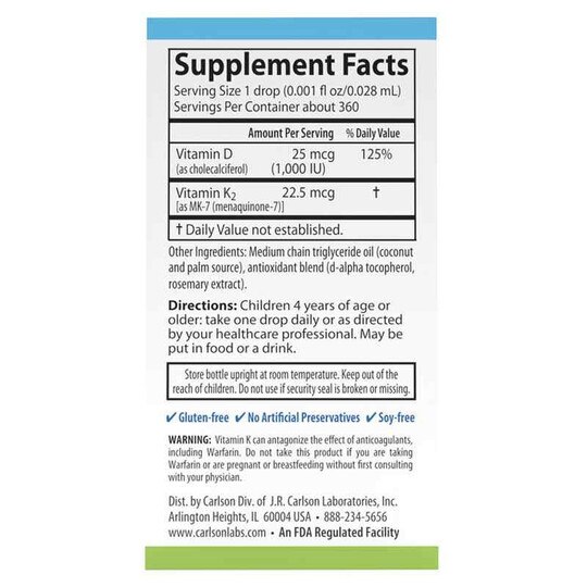 Kid's Super Daily D3 + K2, 360 Veg Drops, CL