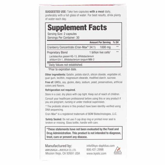 Kyo-Dophilus Cran + Probiotic, 60 Caps, KYO