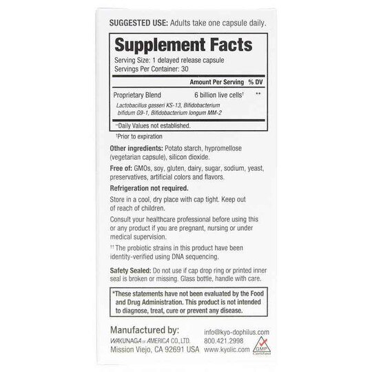 Kyo-Dophilus Fifty+ Probiotic, 30 Veg Capsules, KYO