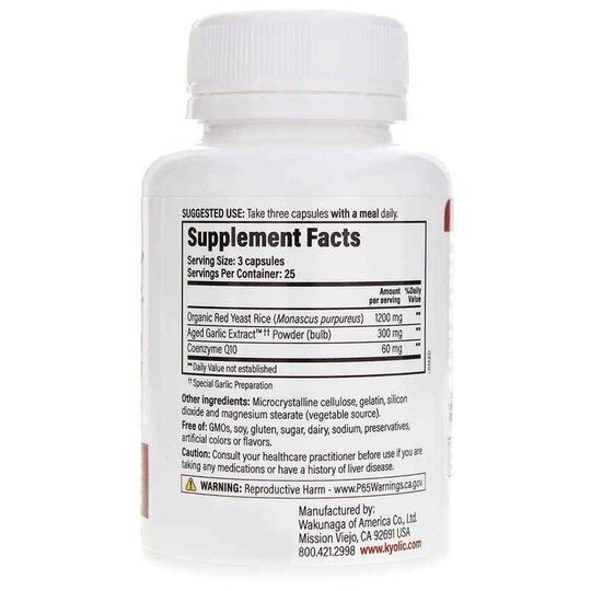 Kyolic Red Yeast Rice Plus CoQ10, 75 Capsules, KYO