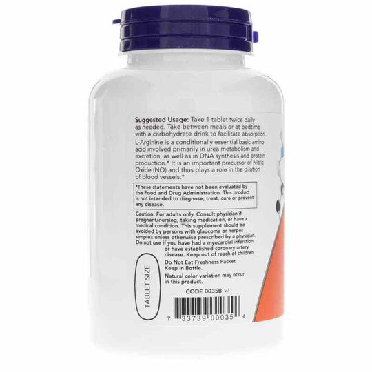 L-Arginine Tablets 1000 Mg Double Strength, 120 Tablets, NOW