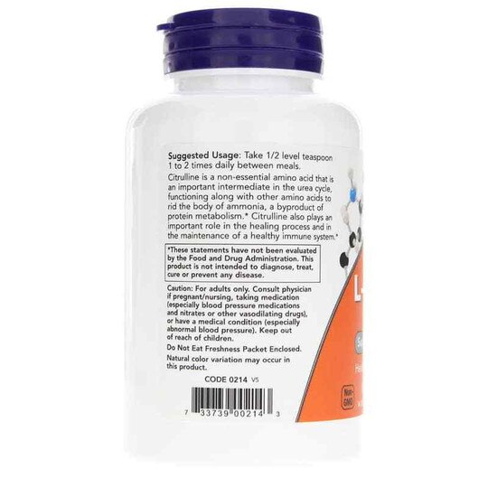 L-Citrulline Pure Powder, 4 Oz, NOW