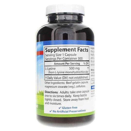 L-Lysine 500 Mg, 300 Capsules, CL