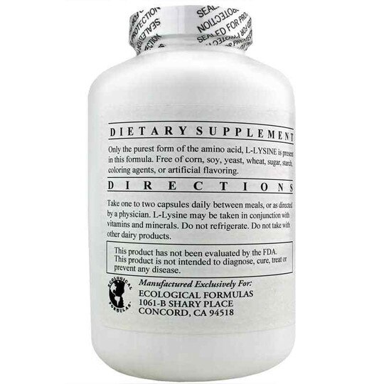 L-Lysine 500 Mg, 250 Capsules, ECF