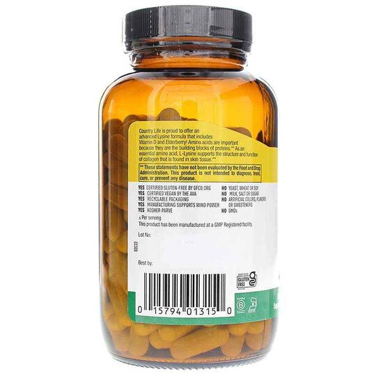 L-Lysine Advanced 1500 Mg, 180 Vegan Capsules, CTL