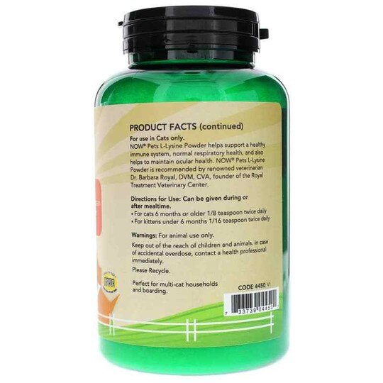 L-Lysine Powder for Cats, 8 Oz, NOW