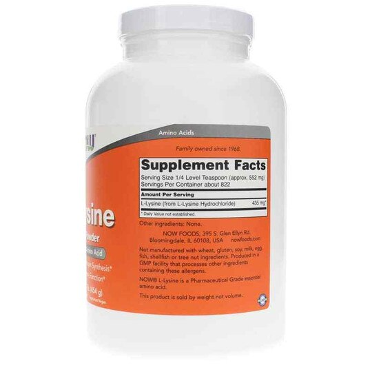 L-Lysine Pure Powder, 1 Lbs, NOW