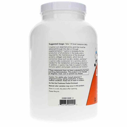 L-Lysine Pure Powder, 1 Lbs, NOW