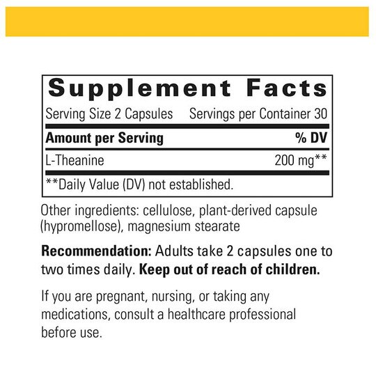 L-Theanine, 60 Veg Capsules, INT