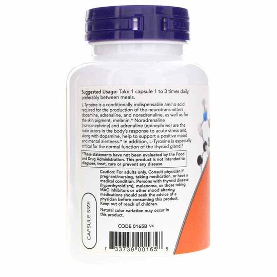 L-Tyrosine 750 Mg Extra Strength, 90 Veg Capsules, NOW