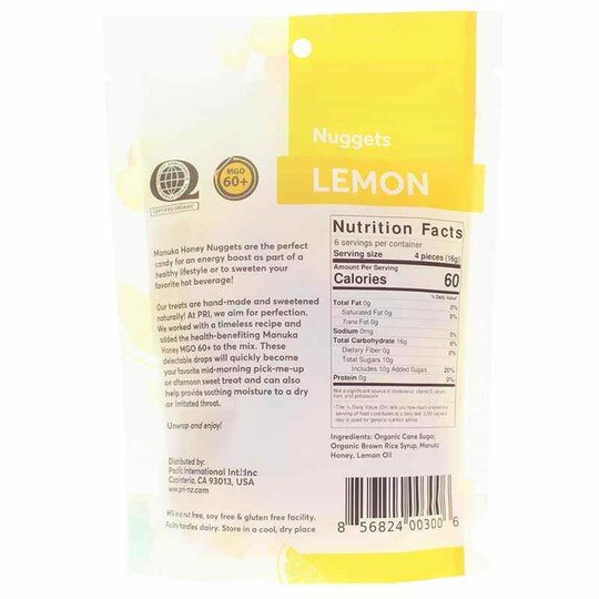 New Zealand Lemon Manuka Honey Nuggets, 3.5 Oz, PRI