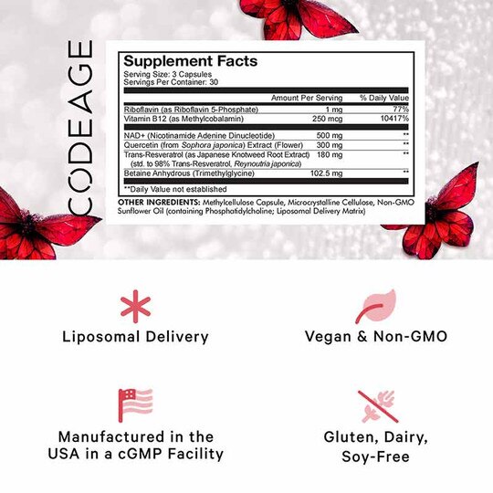 Liposomal NAD+ Ultra, 90 Capsules, CDE