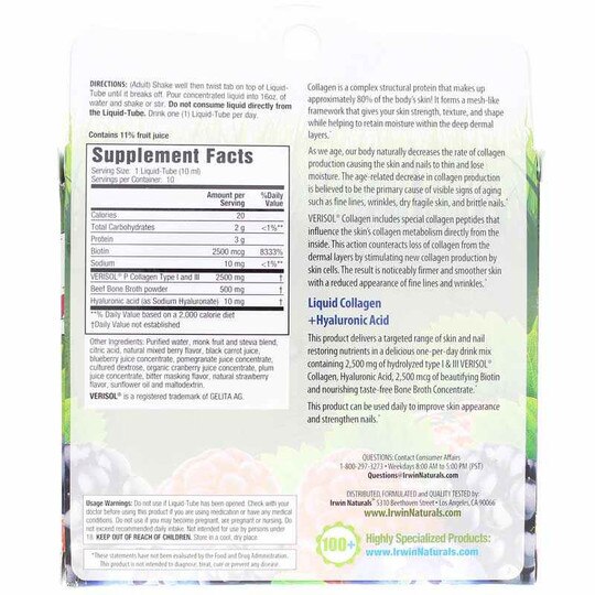 Liquid Collagen + Hyaluronic Acid, Irwin Naturals