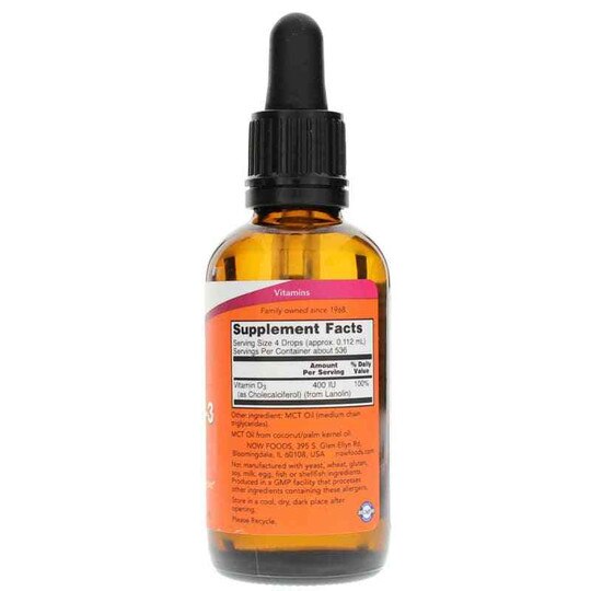 Liquid Vitamin D-3 400 IU, 2 Oz, NOW
