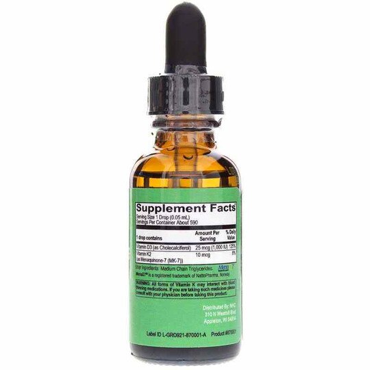 Liquid Vitamin D3 with K2, 1 Oz, NHC
