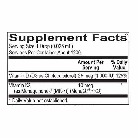 Liquid Vitamin D3 with K2, Ortho Molecular