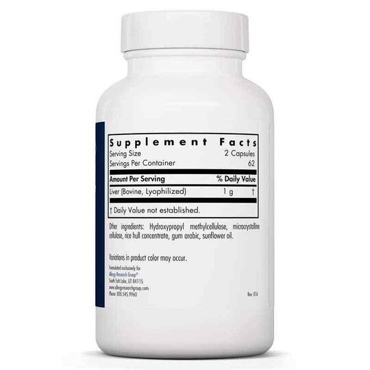 Liver Beef Natural Glandular, 125 Veg Capsules, ARG