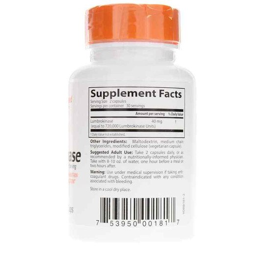 Lumbrokinase 20 Mg, 60 Veg Capsules, DRB