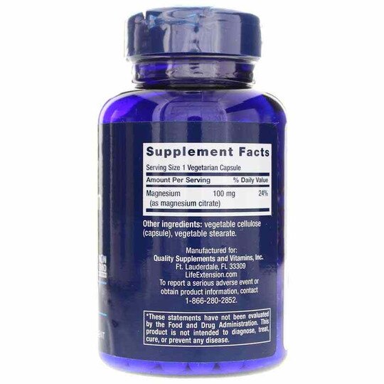 Magnesium Citrate 100 Mg, 100 Veg Capsules, LFE