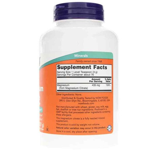 Magnesium Citrate Pure Powder, 8 Oz, NOW