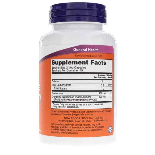 Mannose Cranberry, 90 Veg Capsules, NOW