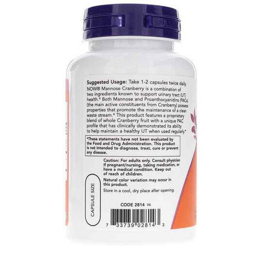 Mannose Cranberry, 90 Veg Capsules, NOW